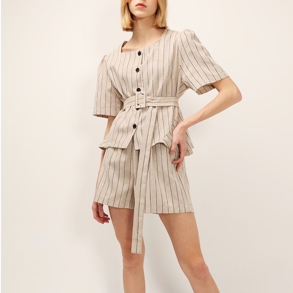 NEW! STORETS DOROTHY PINSTRIPE LINEN 2 piece set